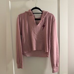 Aviator Nation Cropped Lightning Bolt Sweatshirt